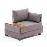 Poltroncina Moderna In Tessuto Marrone Fly - Destra - Con Tavolino In Legno