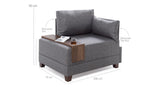 Fauteuils - Moderne Fauteuil Blauw Stof Fly - Rechts - Met Houten Tafeltje - Dimehouse