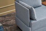 Poltrona Moderna Tessuto Blu Fly - Sinistra - Con Tavolino in Legno