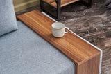 Poltrona Moderna Tessuto Blu Fly - Sinistra - Con Tavolino in Legno