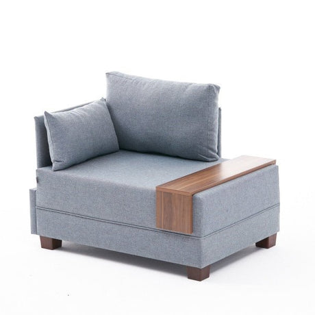 Poltrona Moderna Tessuto Blu Fly - Sinistra - Con Tavolino in Legno