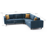 Banken - Hoekbank Kale Velvet marine blauw - vijf persoons - Dimehouse