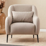 Fauteuils - Scandinavische fauteuil Beige gemêleerde linnen stof met kussen Venus - Dimehouse