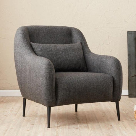 Poltrona scandinava Tessuto misto lino antracite con cuscino Venus