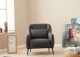 Fauteuils - Scandinavische fauteuil Antraciet gemêleerde linnen stof met kussen Venus - Dimehouse