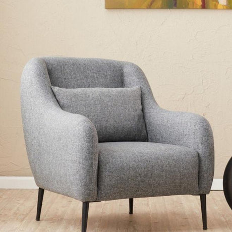 Poltrona scandinava Tessuto misto lino grigio con cuscino Venus