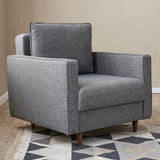 Poltroncina moderna rurale in tessuto grigio Eva