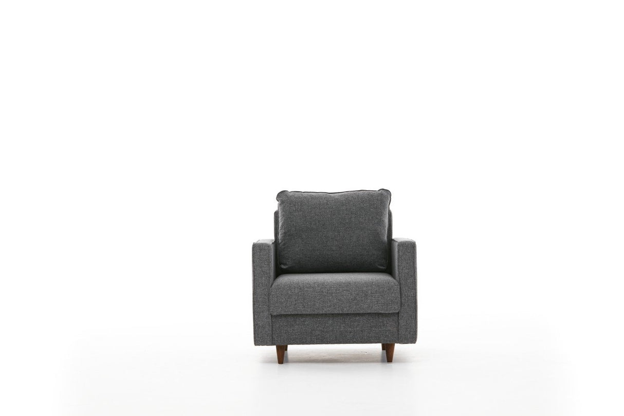 Poltroncina moderna rurale in tessuto grigio Eva