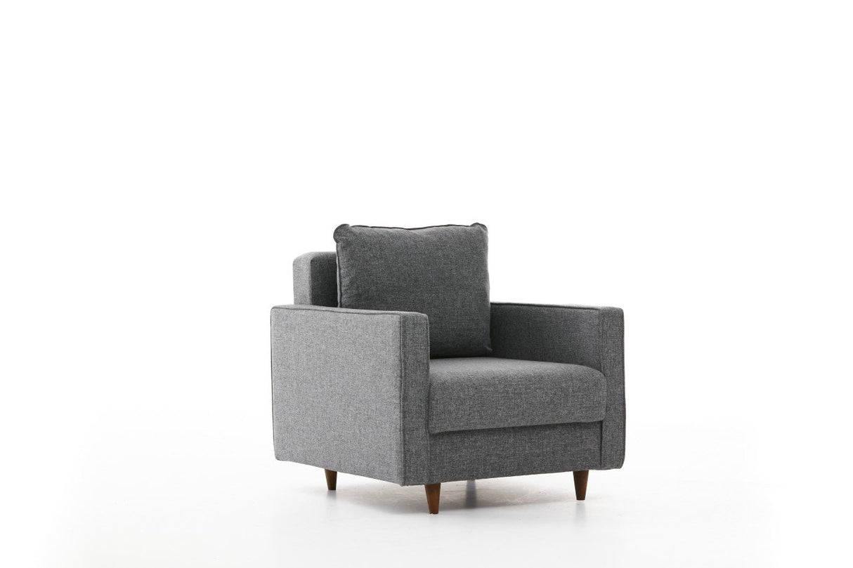 Poltroncina moderna rurale in tessuto grigio Eva