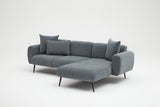 Divano angolare in tessuto antracite - Gambe alte e sottili - Interno solido - 252 x 155 cm - Laterale