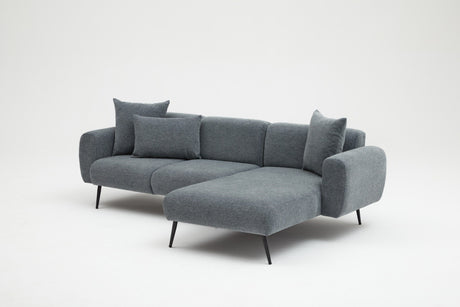 Divano angolare in tessuto antracite - Gambe alte e sottili - Interno solido - 252 x 155 cm - Laterale