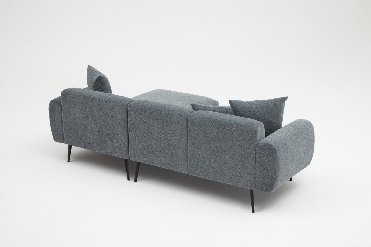 Divano angolare in tessuto antracite - Gambe alte e sottili - Interno solido - 252 x 155 cm - Laterale