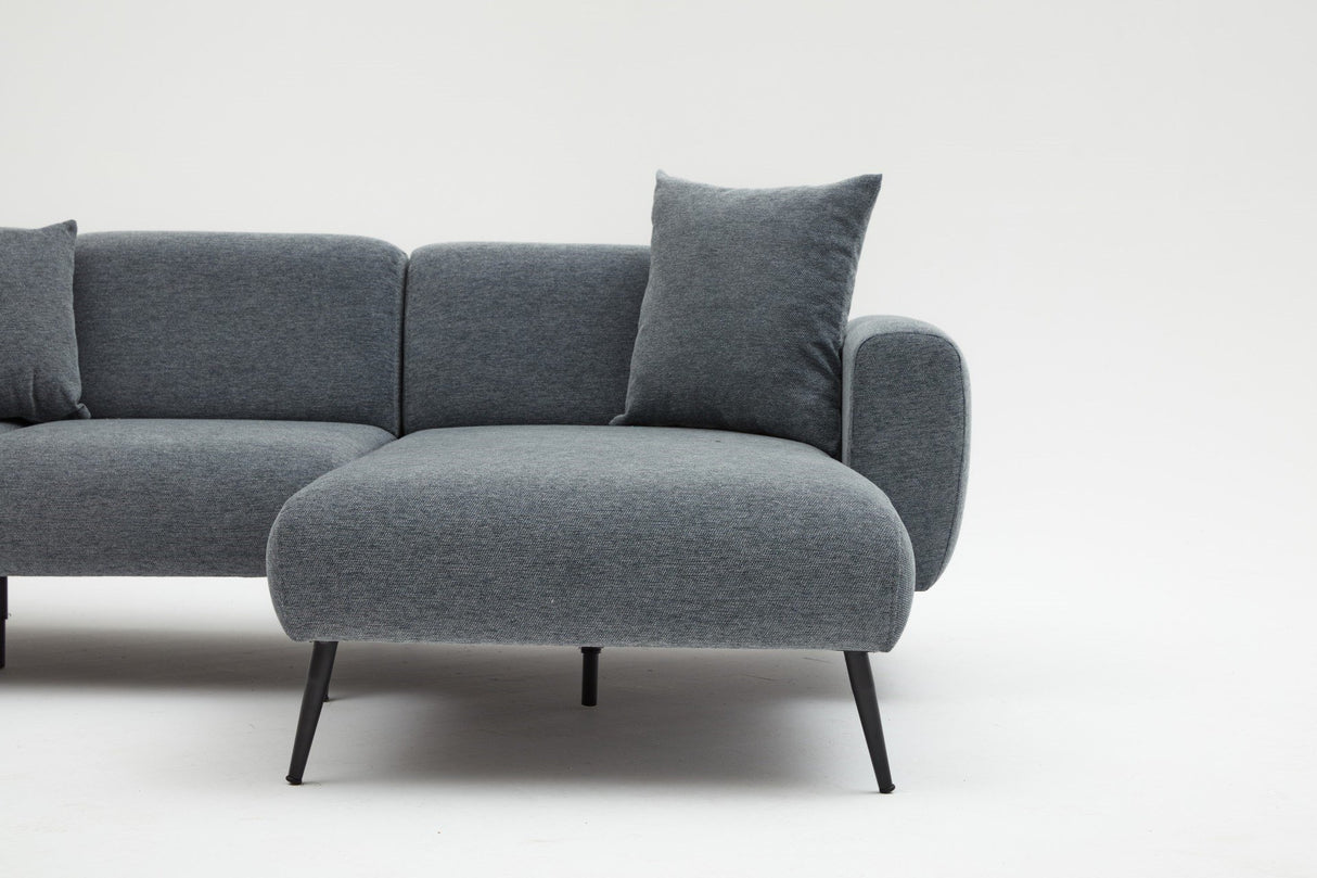 Divano angolare in tessuto antracite - Gambe alte e sottili - Interno solido - 252 x 155 cm - Laterale