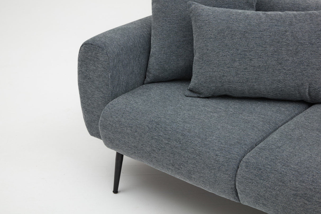 Divano angolare in tessuto antracite - Gambe alte e sottili - Interno solido - 252 x 155 cm - Laterale