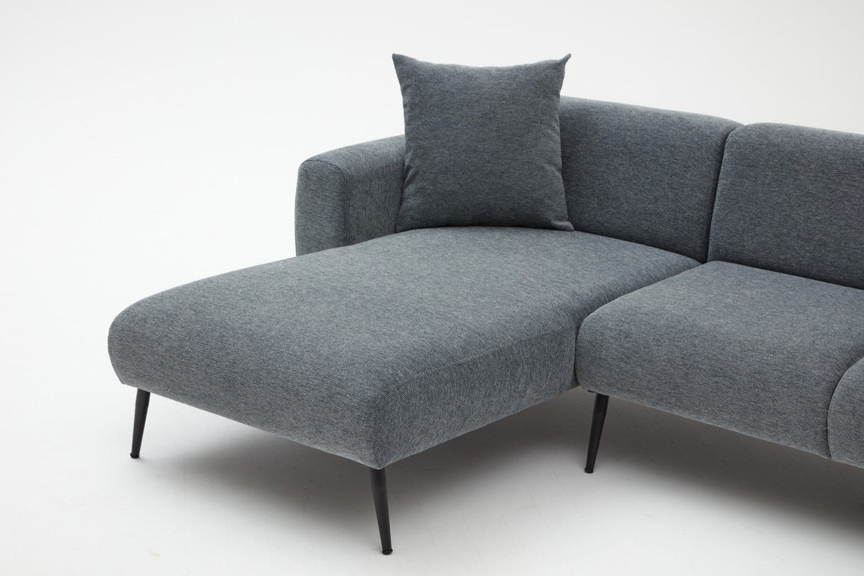 Divano angolare in tessuto antracite - Gambe alte e sottili - Interno solido - 252 x 155 cm - Laterale