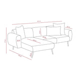 Divano angolare in tessuto antracite - Gambe alte e sottili - Interno solido - 252 x 155 cm - Laterale