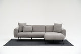 Divano angolare in tessuto grigio - Gambe alte e sottili - Interno solido - 252 x 155 cm - Laterale