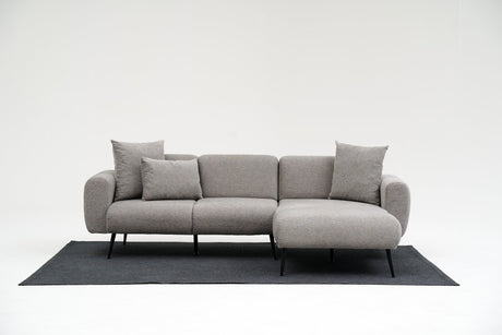 Divano angolare in tessuto grigio - Gambe alte e sottili - Interno solido - 252 x 155 cm - Laterale
