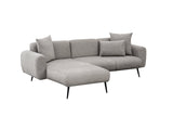 Divano angolare in tessuto grigio - Gambe alte e sottili - Interno solido - 252 x 155 cm - Laterale