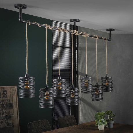 Hanglampen - Industriële Hanglamp Twist Metaal 7 - Lichts - Dimehouse