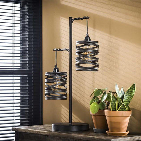 Lampada da tavolo industriale Spin Slate Grey a 2 luci