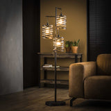 Lampada da Terra Industriale Spin in Metallo a 3 Luci Grigio Ardesia