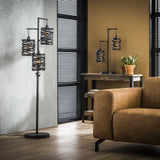 Lampada da Terra Industriale Spin in Metallo a 3 Luci Grigio Ardesia