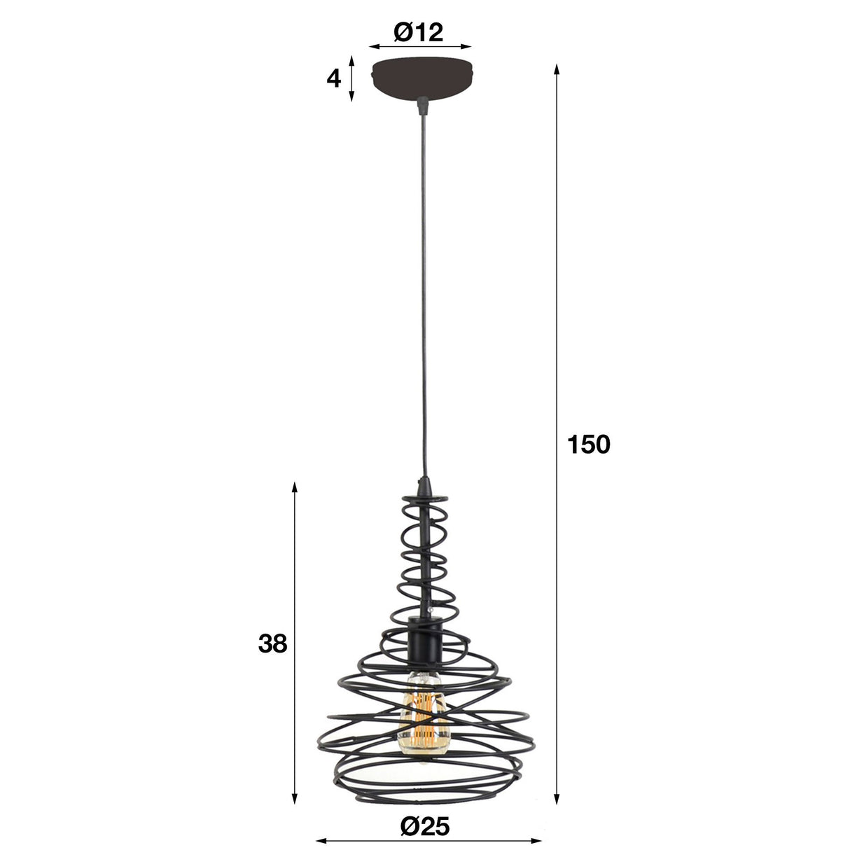 Lampada a sospensione Kelsey DH Interior Nero LxLxH 47x28x28 Nero Bianco indicazione dimensione foto