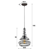 Lampada a sospensione Kelsey DH Interior Nero LxLxH 47x28x28 Nero Bianco indicazione dimensione foto