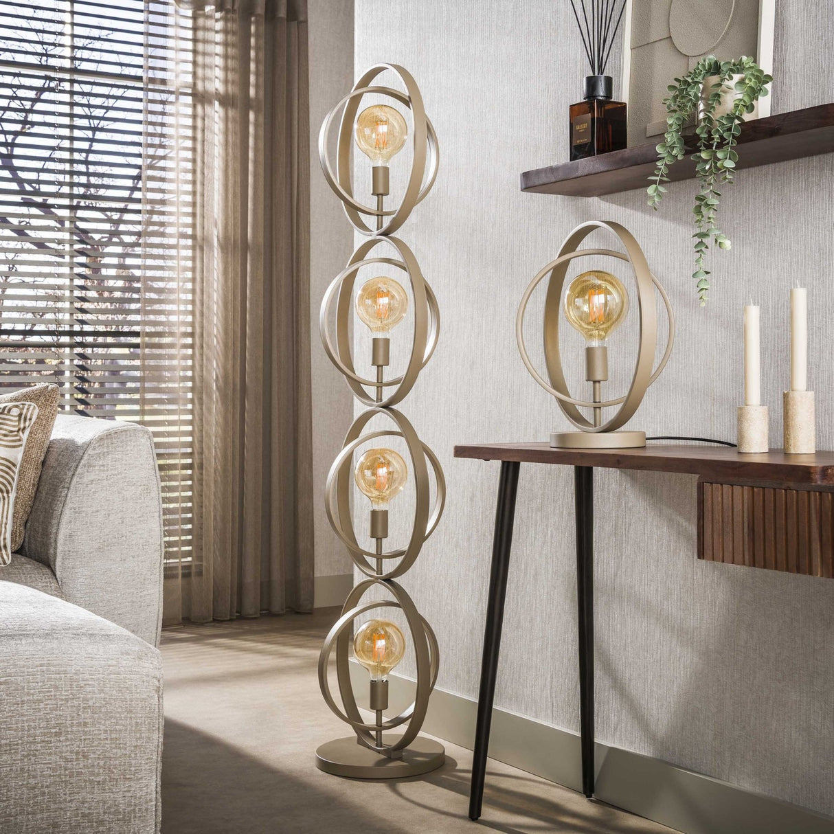 Vloerlampen - Moderne Vloerlamp Beige Otan 4 - lichts - Dimehouse