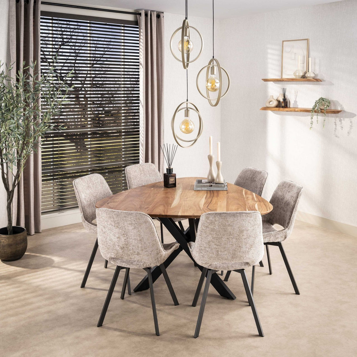 Lampadario Moderno Beige Otan a Sospensione a 3 Luci