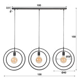 Lampada a sospensione Otan DH Interior Carbone LxPxH 129x46x11 Metallo Bianco Indicazione dimensione foto