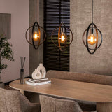 Hanglampen - Hanglamp Industrieel - zwart - rond metaal - Otan 3 - lichts - Dimehouse