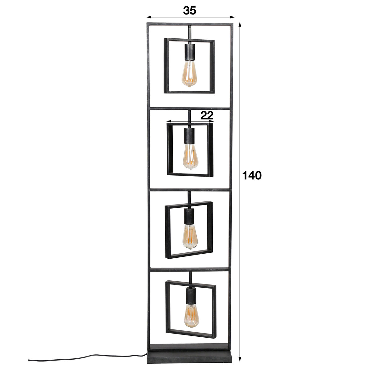 Lampada da terra Carter DH Interior Carbone LxPxH 145x41x24 Metallo Bianco Indicazione dimensione foto