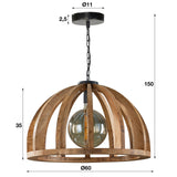 Lampada a sospensione Madri DH Interior Mango LxLxH 69x69x50 Legno di mango Indicazione della dimensione della foto in bianco