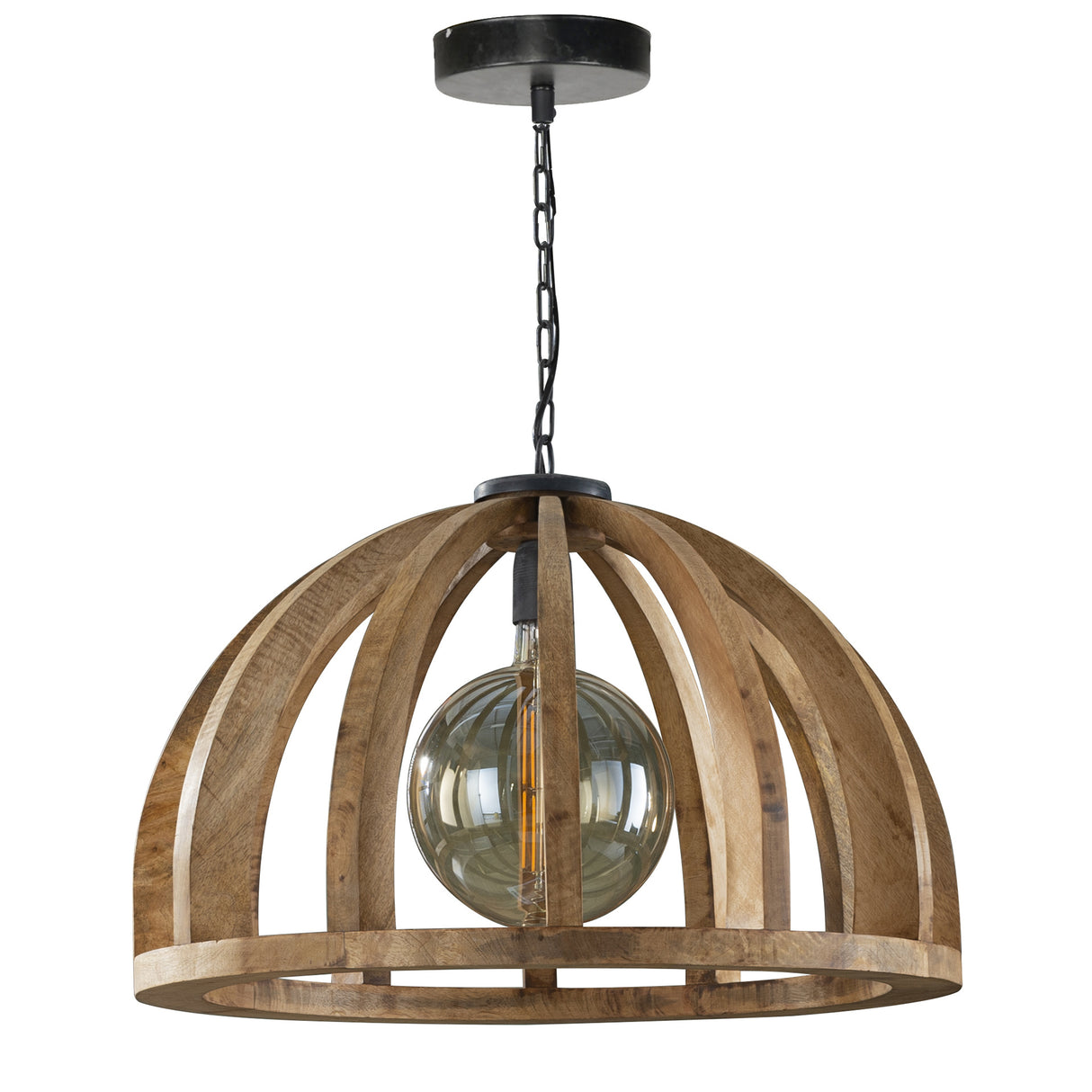 Lampada a sospensione Madri DH Interior Mango LxLxH 69x69x50 Legno di mango Vista frontale della foto bianca
