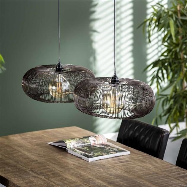 Lampada a sospensione Jill DH Interior Nero LxLxH 88x49x29 Nichel Foto atmosferica vista frontale diagonale