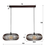 Lampada a sospensione Jill DH Interior Nero LxLxH 88x49x29 Nickel Bianco Indicazione dimensione foto