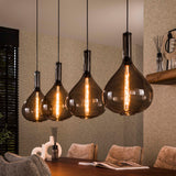 Lampada a sospensione industriale a 4 luci in vetro fumé Karen