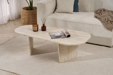 Ovalis - Travertino truciolare rivestito melaminico al 100%.