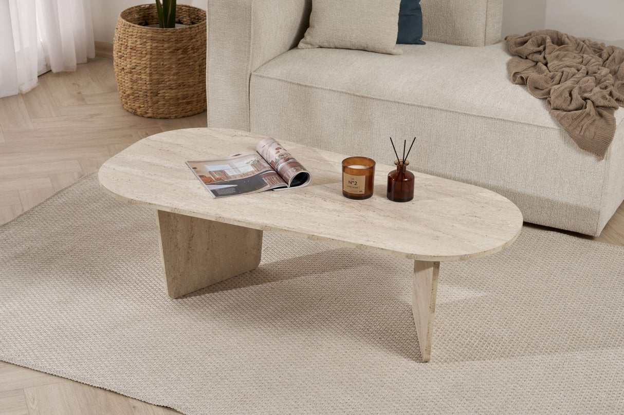 Ovalis - Travertino truciolare rivestito melaminico al 100%.