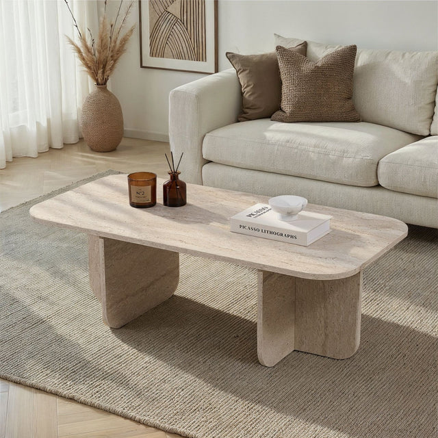 Tavolino Akira travertino 120 cm Legno composito rivestito melaminico
