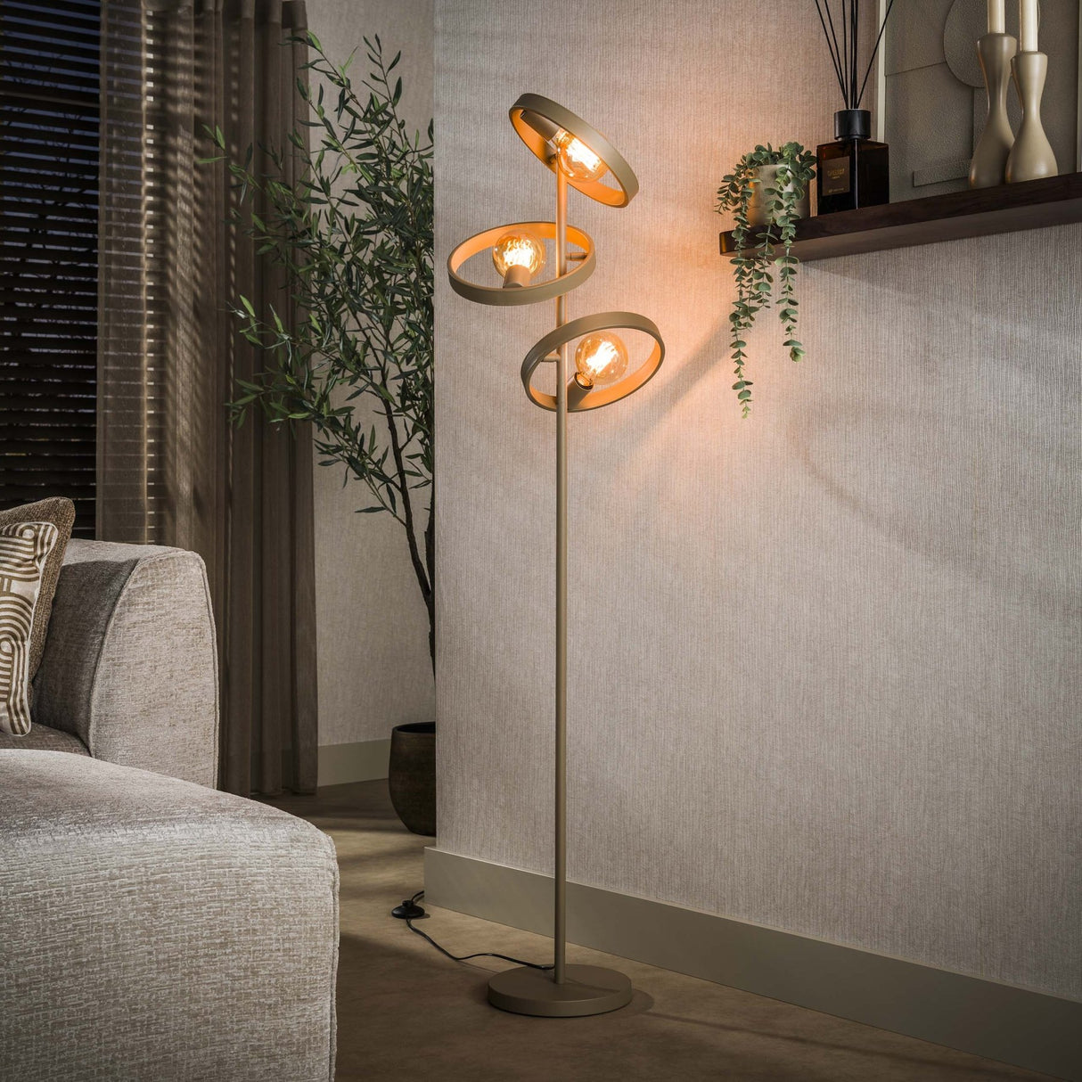 Vloerlampen - Moderne Vloerlamp Otan 3L Beige 155 cm - Dimehouse
