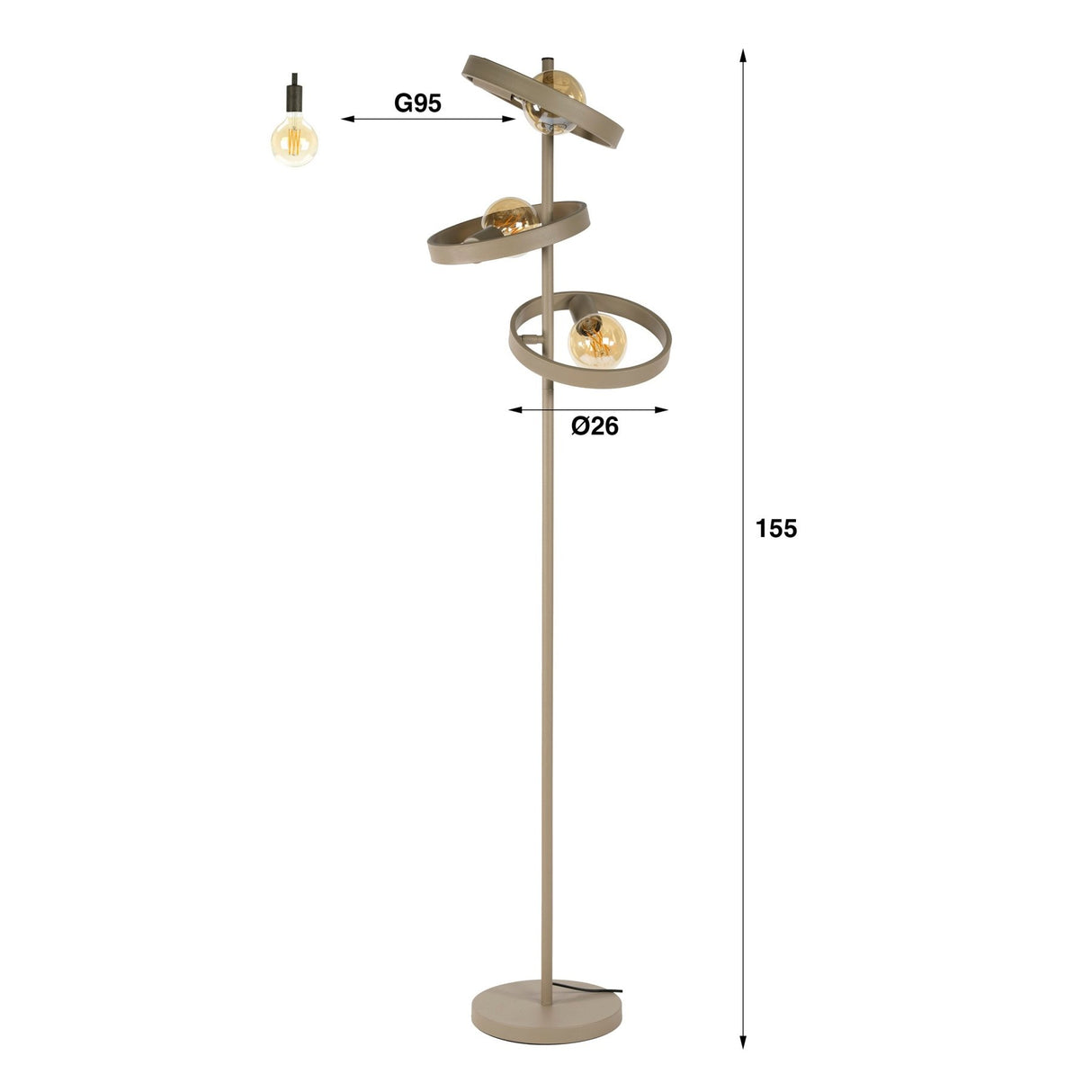 Vloerlampen - Moderne Vloerlamp Otan 3L Beige 155 cm - Dimehouse