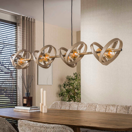 Hanglamp 8-lichts beige metaal rond Otan