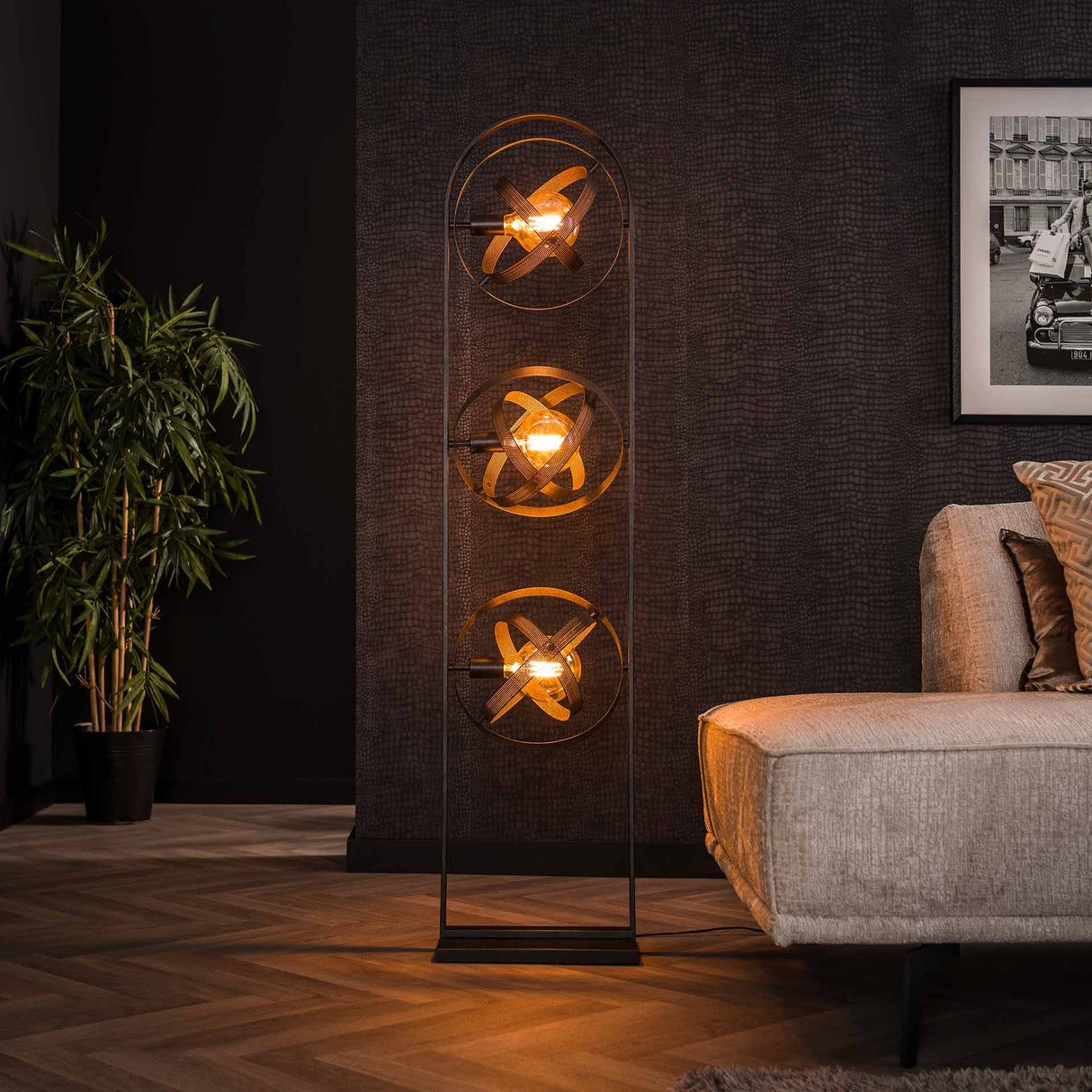 Vloerlampen - Vloerlamp Yaya 3 - lichts mesh zwart - Dimehouse