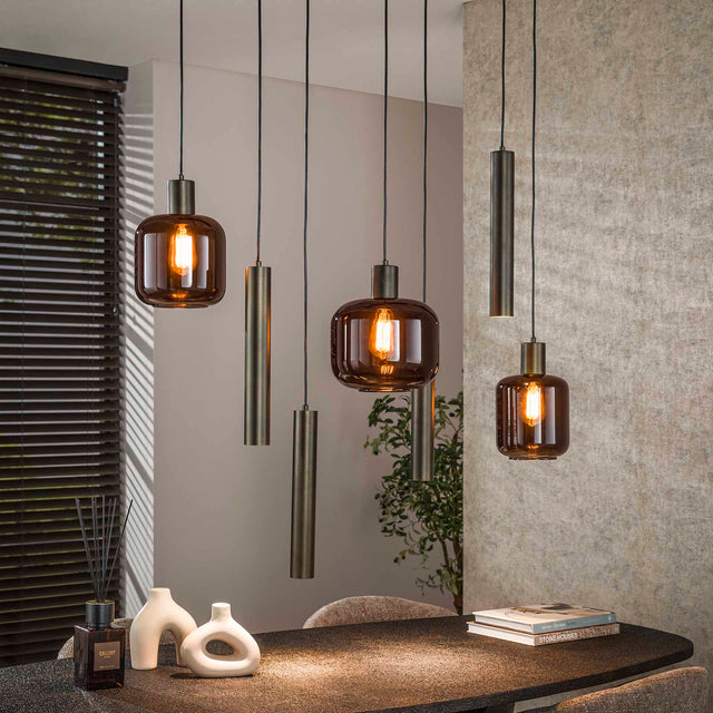 Hanglampen - Hanglamp Dax 7 - lichts brons 105 cm - Dimehouse