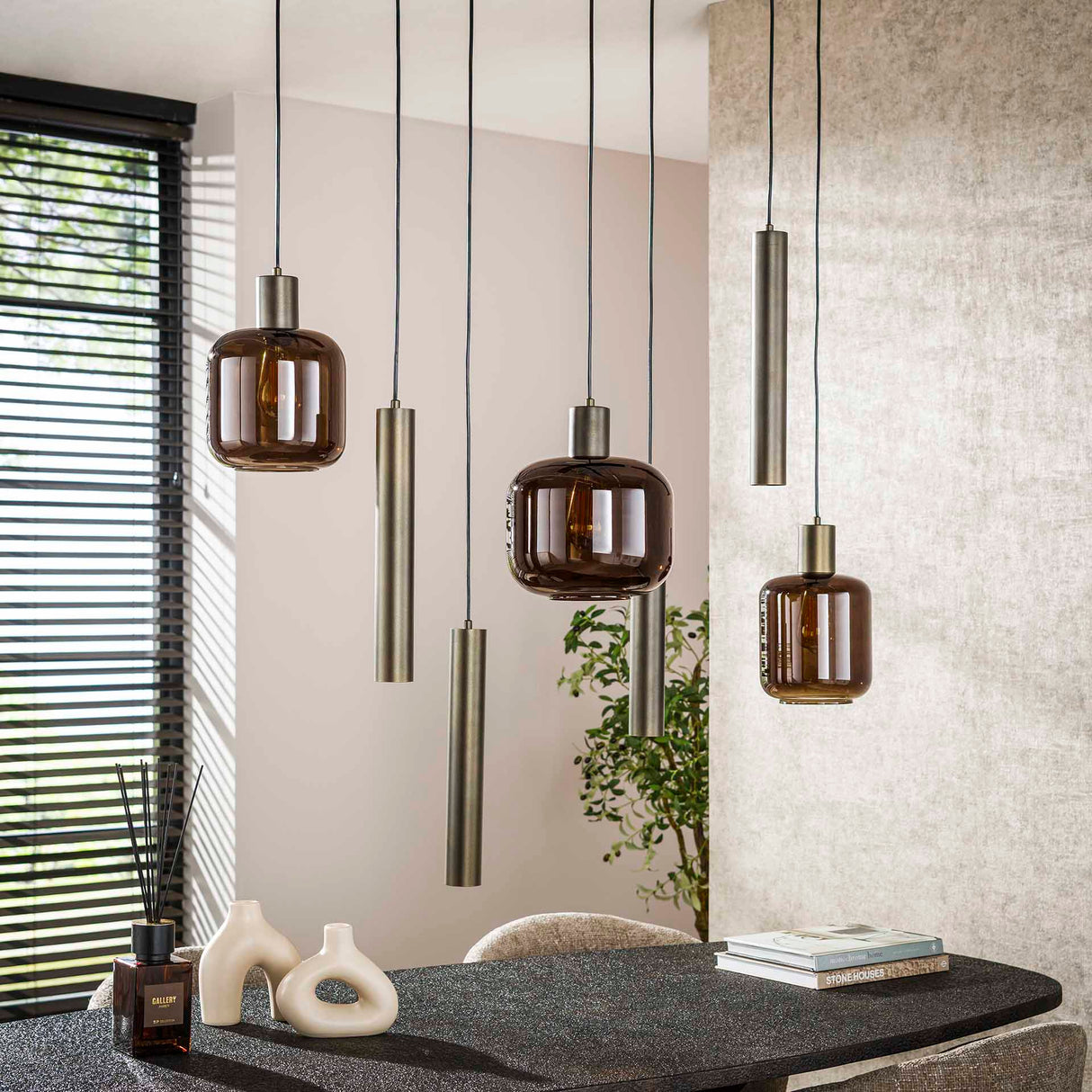 Hanglampen - Hanglamp Dax 7 - lichts brons 105 cm - Dimehouse