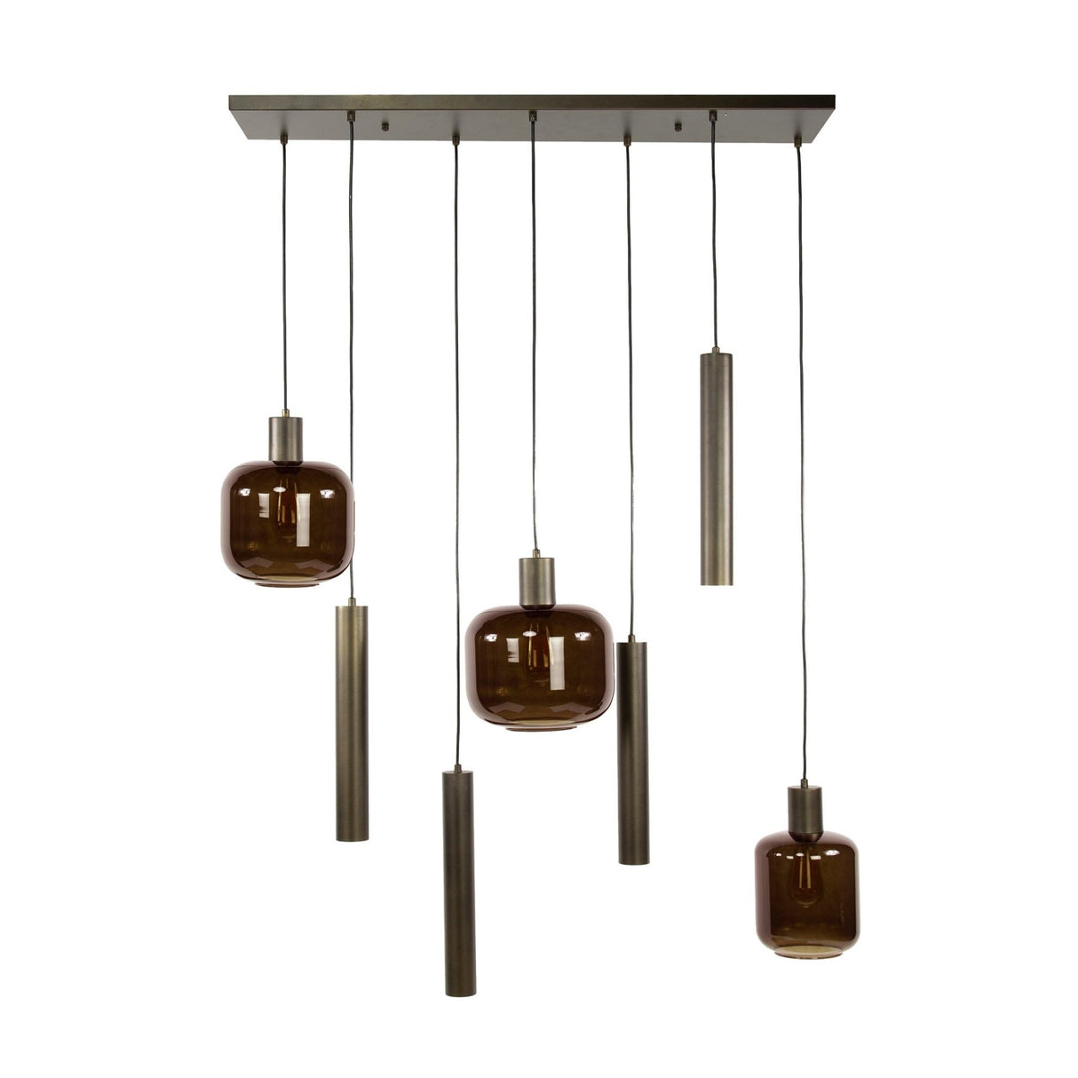 Hanglampen - Hanglamp Dax 7 - lichts brons 105 cm - Dimehouse