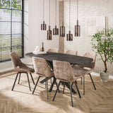Hanglampen - Moderne Hanglamp Aureo 6 - lichts Sienna Bruin 118 cm - Dimehouse